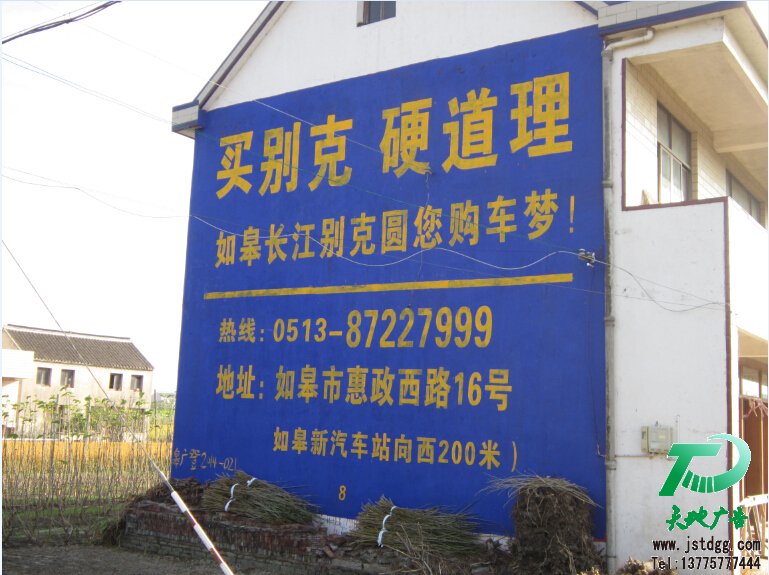 如皋長江汽車公司墻體廣告,別克手繪墻體廣告1